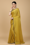 Snuggle Spot Women's Silk Blend Embellished Saree With Unstitched Blouse 5.5Mtr (Mustard)