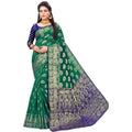Snuggle Spot Women's Jacquard Woven Saree With Unstitched Blouse 5.5Mtr (Green)