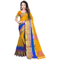 Snuggle Spot Women's Jacquard Woven Saree With Unstitched Blouse 5.5Mtr (Yellow)