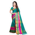 Snuggle Spot Women's Jacquard Woven Saree With Unstitched Blouse 5.5Mtr (Dark Green)
