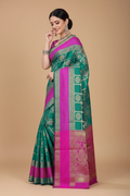 Snuggle Spot Women's Jacquard Woven Saree With Unstitched Blouse 5.5Mtr (Light Green)
