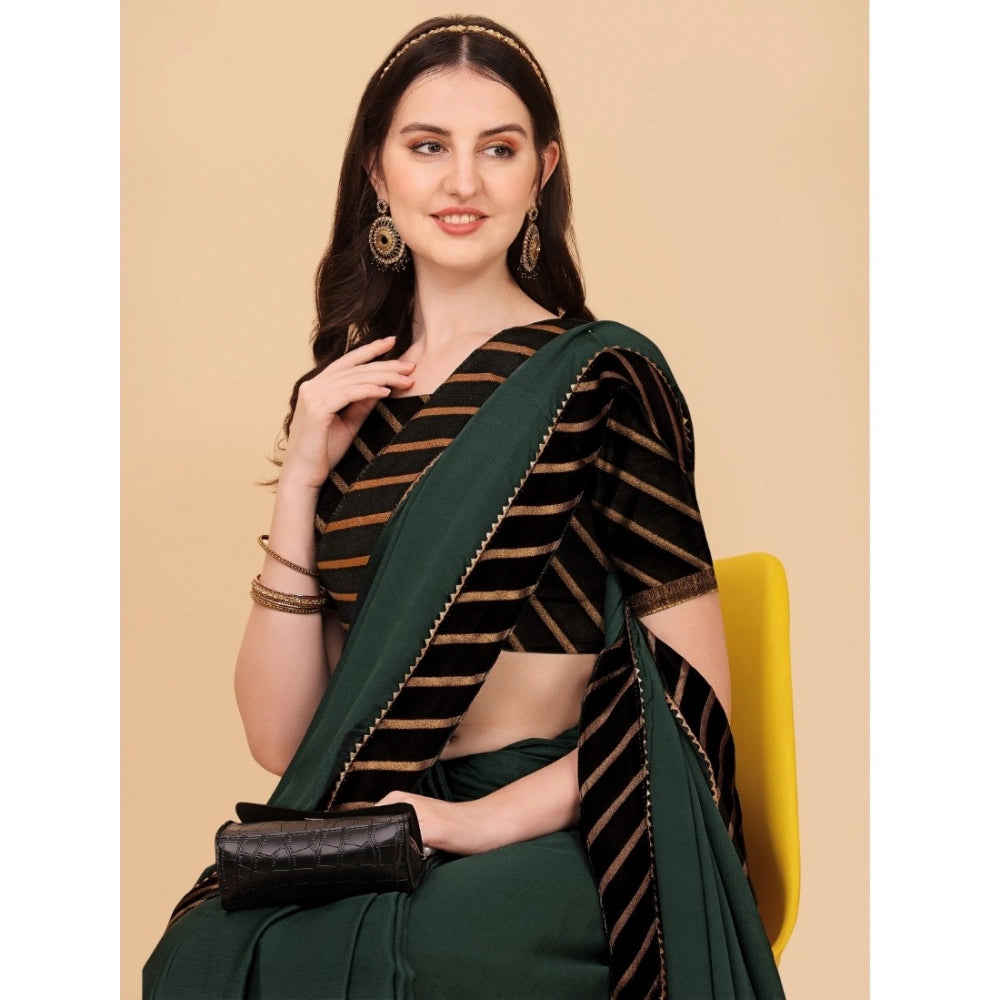 Snuggle Spot Women's Chiffon Self Design Saree With Unstitched Blouse 5.5Mtr (Grey)