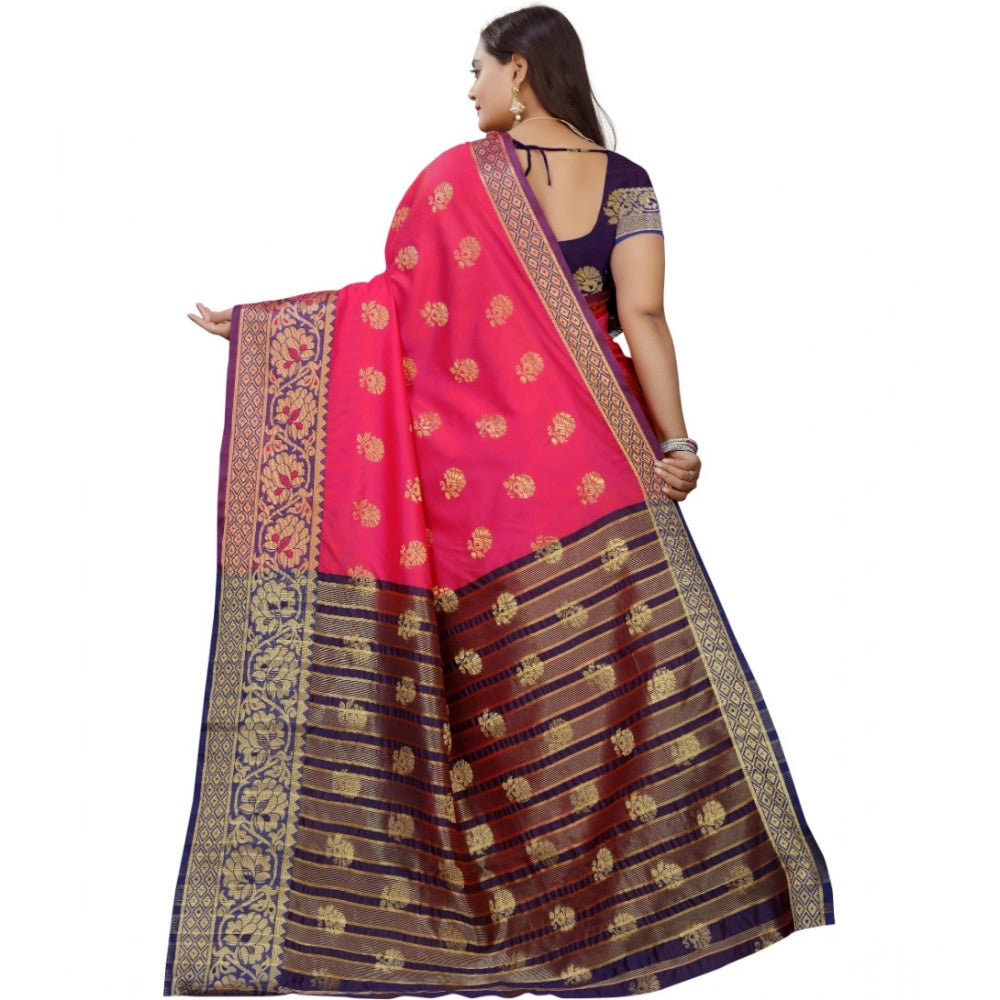 Snuggle Spot Women's Silk Blend Woven Saree With Unstitched Blouse 5.5Mtr (Multicolor)