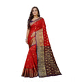 Snuggle Spot Women's Silk Blend Woven Saree With Unstitched Blouse 5.5Mtr (Purple-Red)