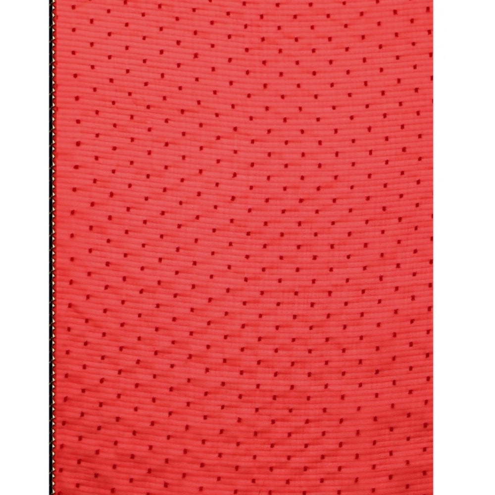 Snuggle Spot Women's Silk Blend Embellished Saree With Unstitched Blouse 5.5Mtr (Red)