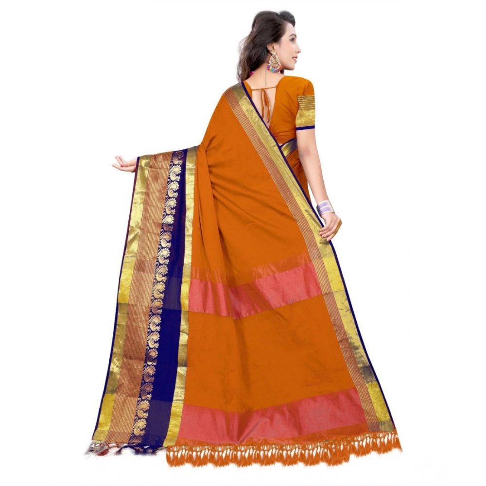 Snuggle Spot Women's Jacquard Woven Saree With Unstitched Blouse 5.5Mtr (Multicolor)