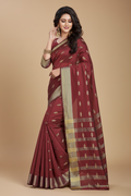 Snuggle Spot Women's Silk Blend Woven Saree With Unstitched Blouse 5.5Mtr (Red)
