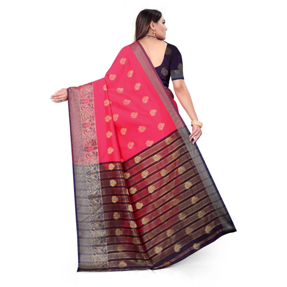 Snuggle Spot Women's Silk Blend Woven Saree With Unstitched Blouse 5.5Mtr (Multicolor)