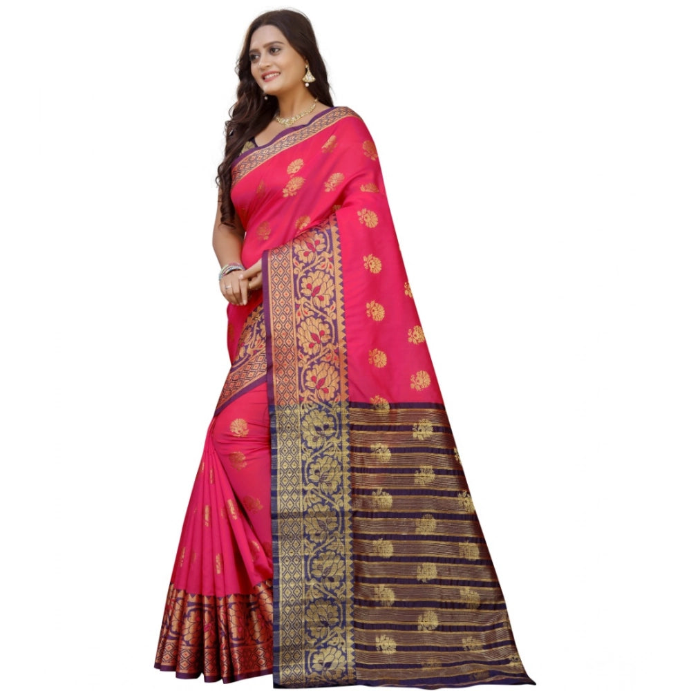 Snuggle Spot Women's Silk Blend Woven Saree With Unstitched Blouse 5.5Mtr (Multicolor)
