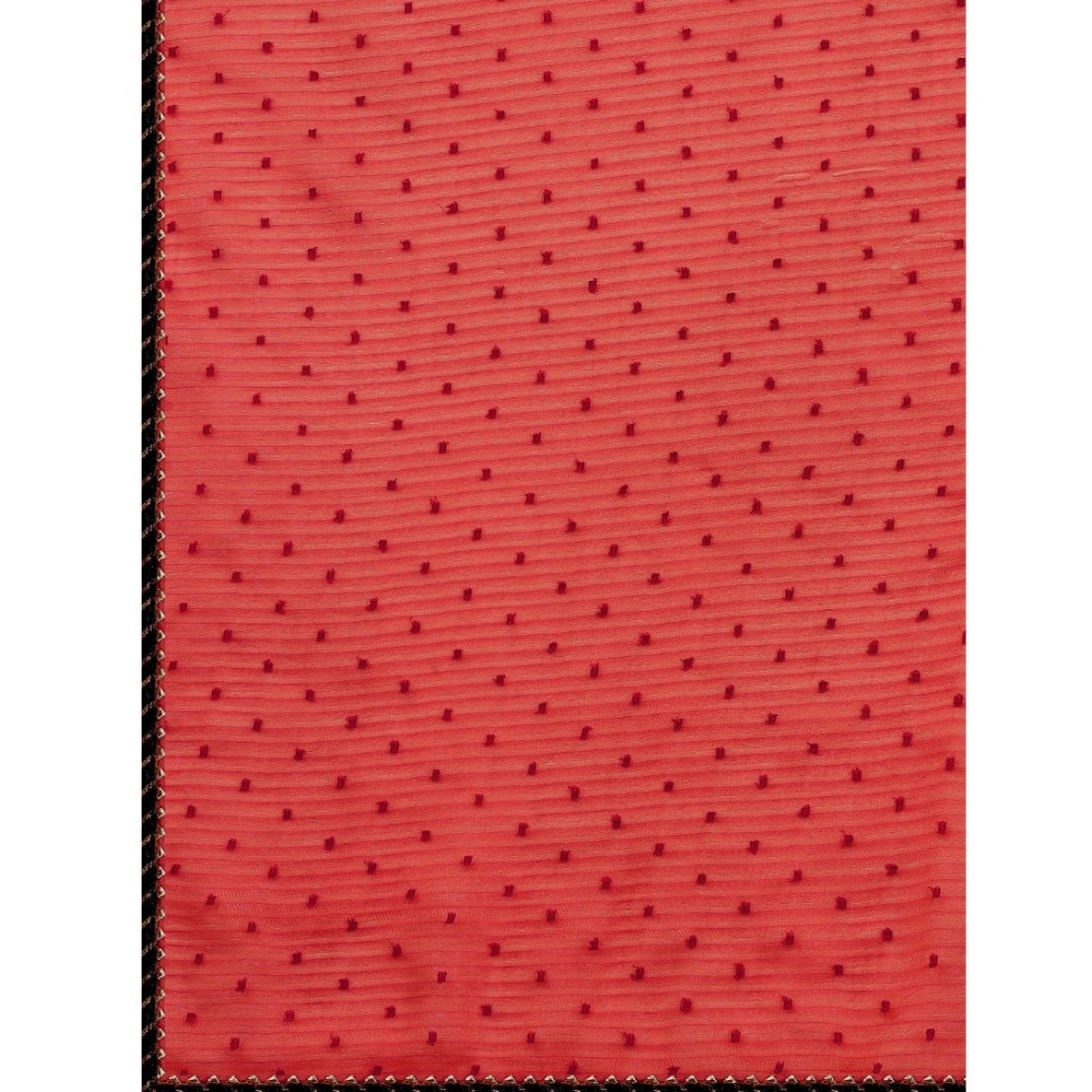 Snuggle Spot Women's Silk Blend Embellished Saree With Unstitched Blouse 5.5Mtr (Red)