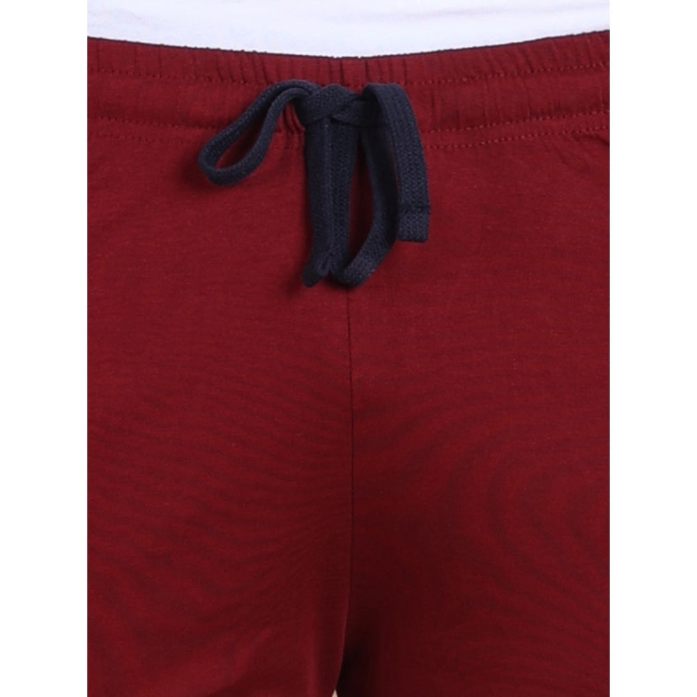 Snuggle Spot Men's Casual Cotton Striped Above knee Shorts (Maroon)