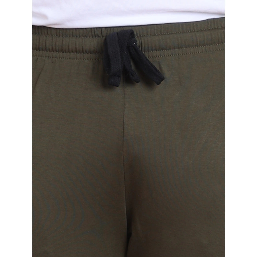 Snuggle Spot Men's Casual Cotton Striped Full Length Track Pant (olive)