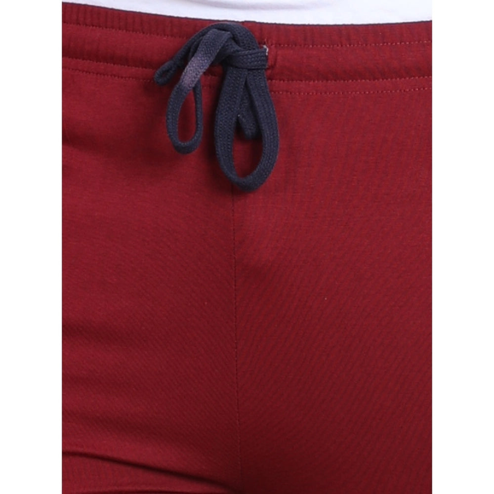 Snuggle Spot Men's Casual Cotton Striped Full Length Track Pant (Maroon)