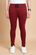 Snuggle Spot Men's Casual Cotton Striped Full Length Track Pant (Maroon)