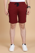 Snuggle Spot Men's Casual Cotton Striped Above knee Shorts (Maroon)
