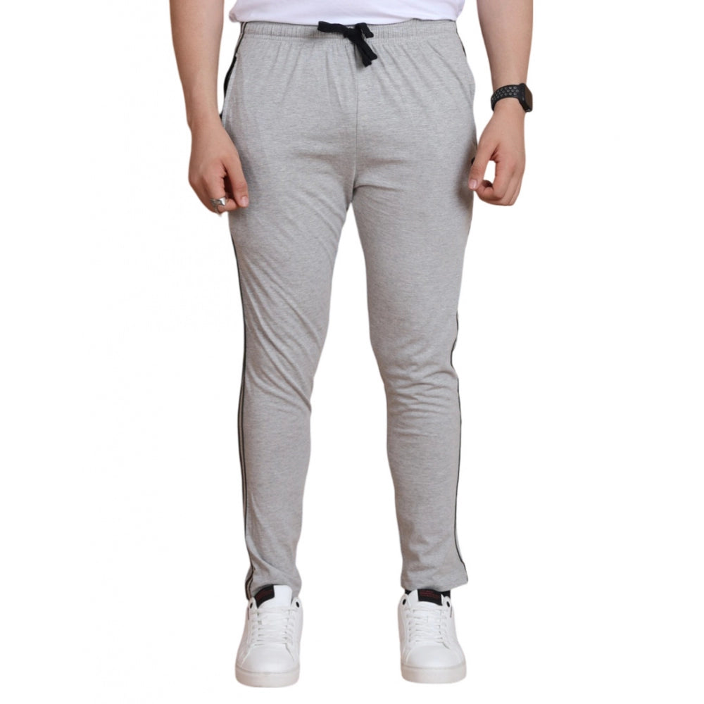 Snuggle Spot Men's Casual Cotton Striped Full Length Track Pant (Greymelange)
