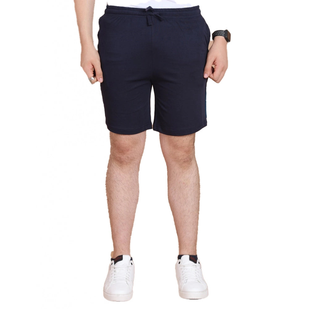 Snuggle Spot Men's Casual Cotton Striped Above knee Shorts (Navy)
