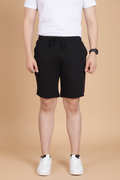 Snuggle Spot Men's Casual Cotton Striped Above Knee Shorts (Black)