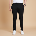 Snuggle Spot Men's Casual Cotton Striped Full Length Track Pant (Black)