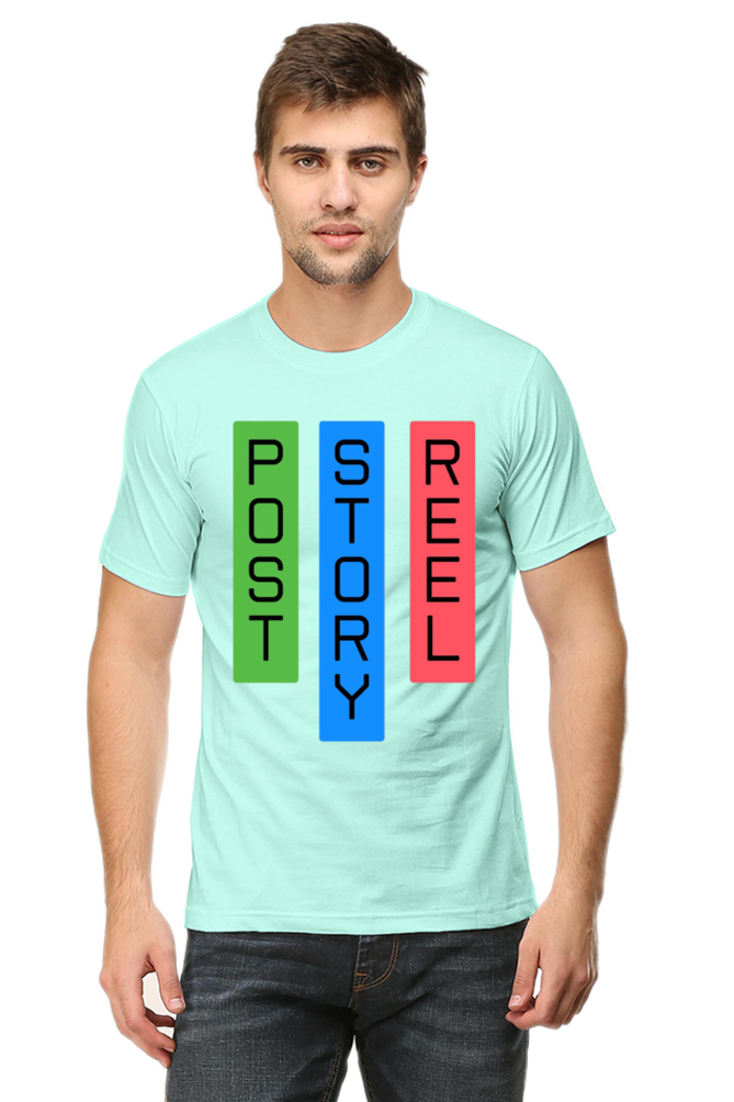 Post Reel Story Mens Round Neck Lighter Shade T-shirt
