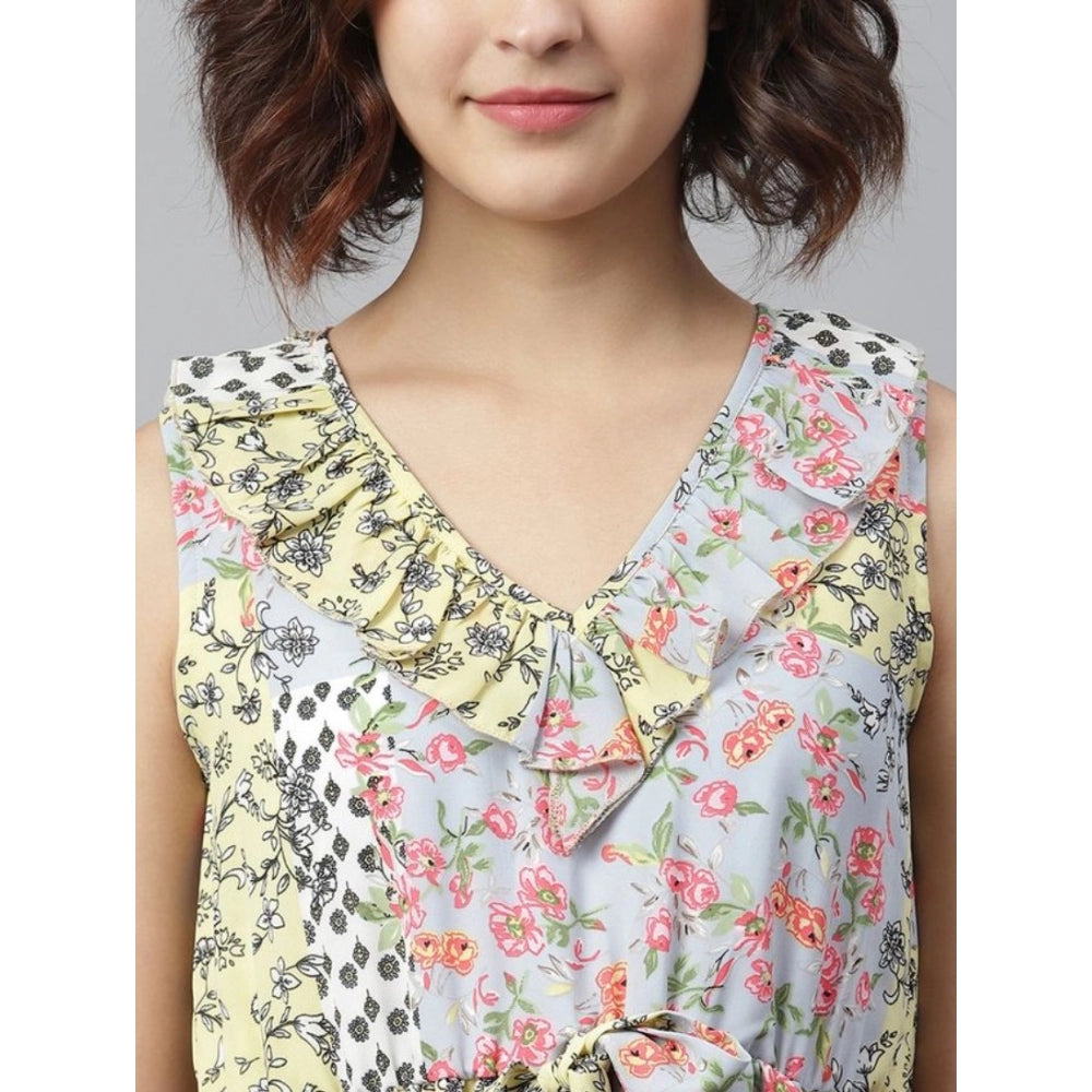 Snuggle Spot Women's Polyester Peplum Sleeveless Above Knee Dress (Multicolor)