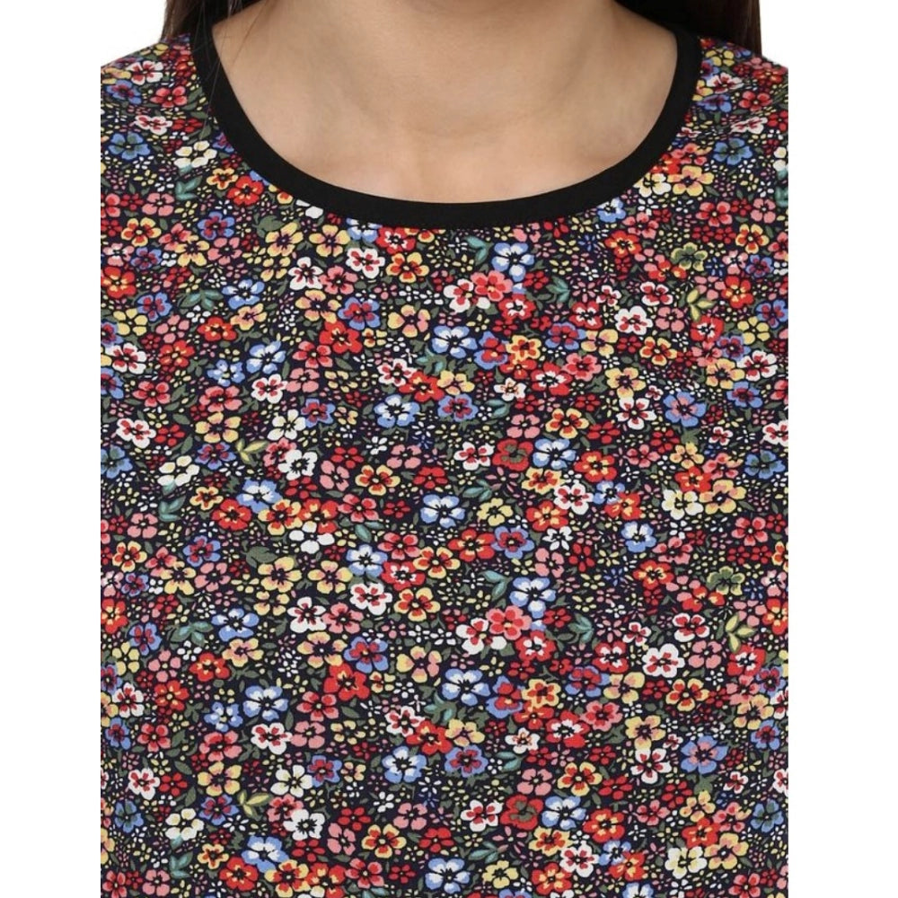 Snuggle Spot Women's Polyester Printed Sleeveless Knee-Length Dress (Multicolor)