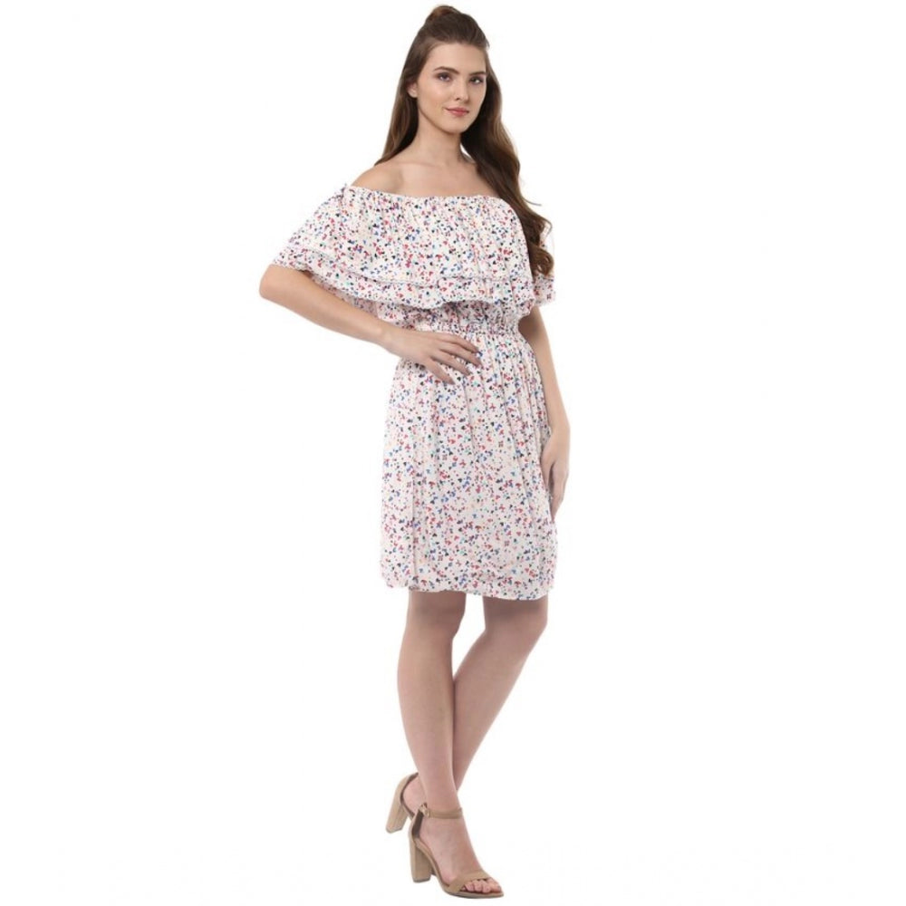 Snuggle Spot Women's Rayon Floral Half Sleeve Above Knee Dress (Multicolor)