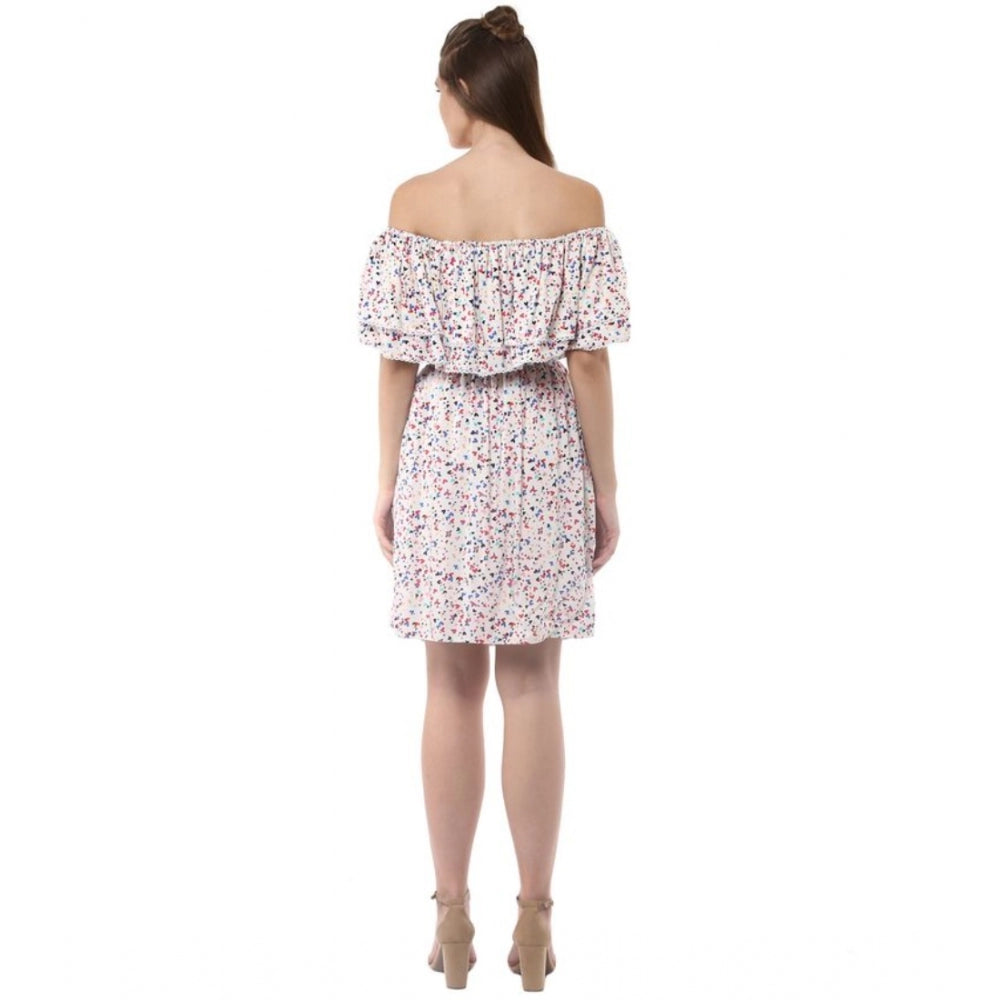 Snuggle Spot Women's Rayon Floral Half Sleeve Above Knee Dress (Multicolor)