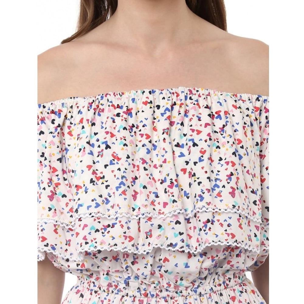 Snuggle Spot Women's Rayon Floral Half Sleeve Above Knee Dress (Multicolor)