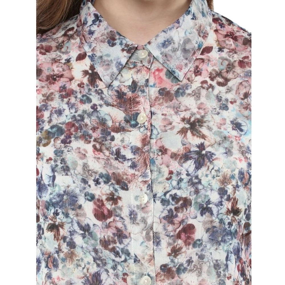 Snuggle Spot Women's Polyester Chiffon Printed Sleeveless Dress (Multicolor)