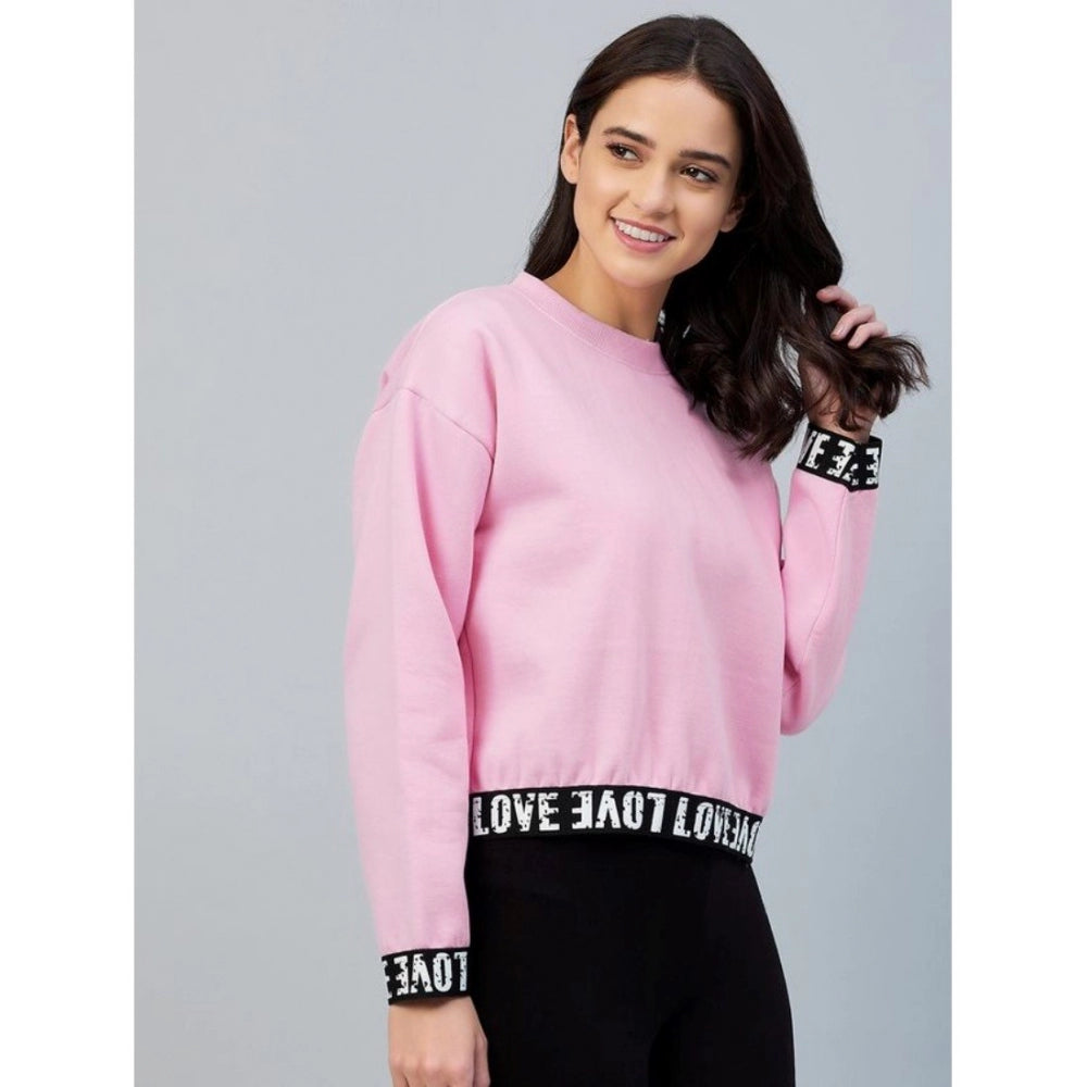 Snuggle Spot Women's Fleece Solid Long Sleeves Sweatshirt (Pink)
