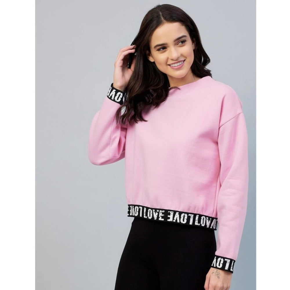 Snuggle Spot Women's Fleece Solid Long Sleeves Sweatshirt (Pink)