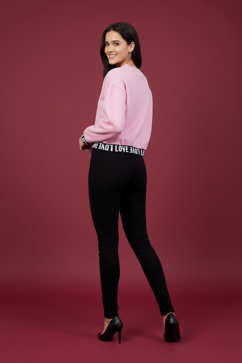 Snuggle Spot Women's Fleece Solid Long Sleeves Sweatshirt (Pink)