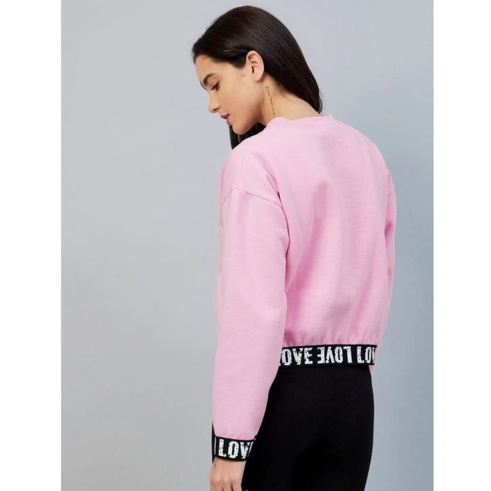 Snuggle Spot Women's Fleece Solid Long Sleeves Sweatshirt (Pink)