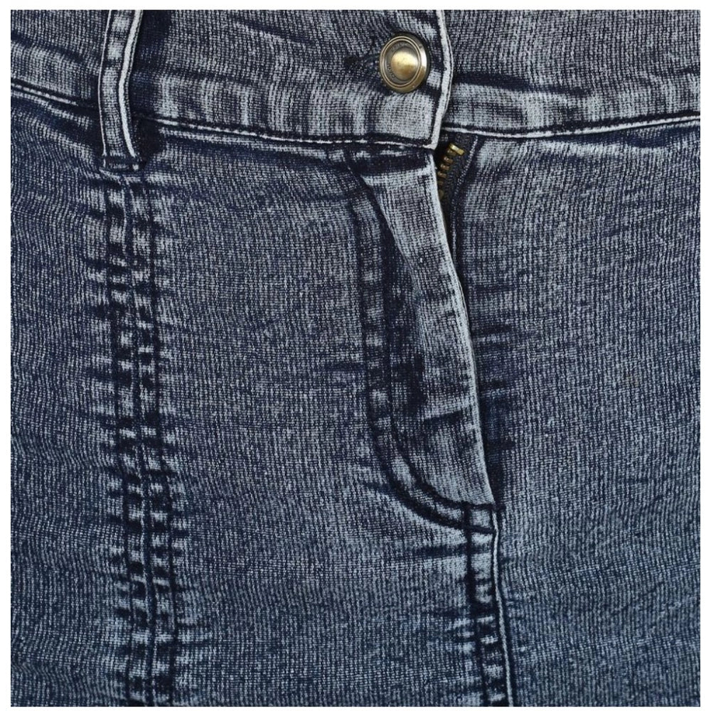 Snuggle Spot Women's Denim Tie Up Buttoned Skirt (Blue)
