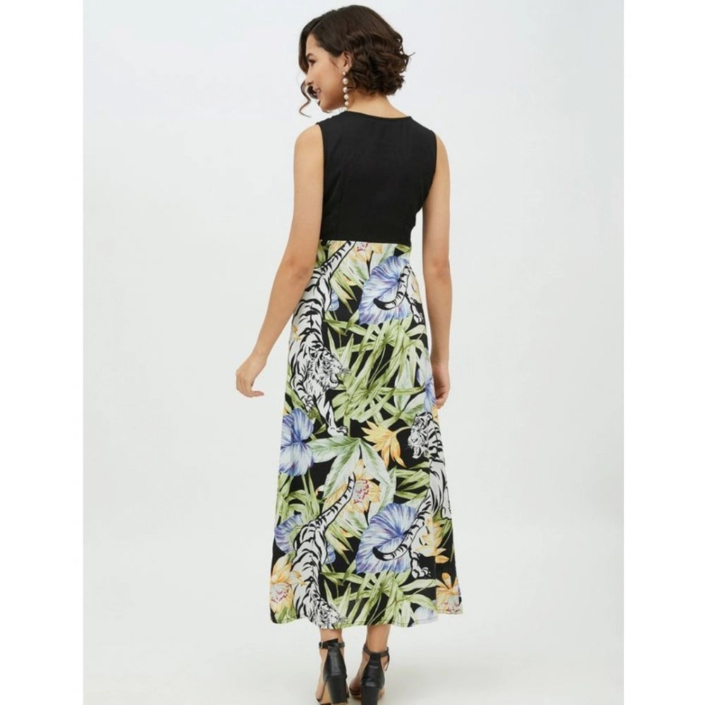 Snuggle Spot Women's Rayon Floral Sleeveless Calf-length Dress (Multicolor)