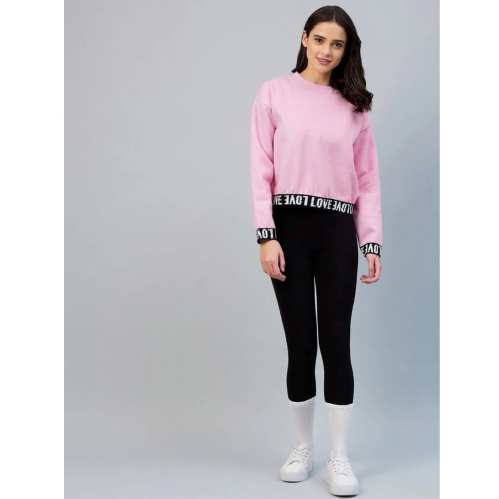 Snuggle Spot Women's Fleece Solid Long Sleeves Sweatshirt (Pink)