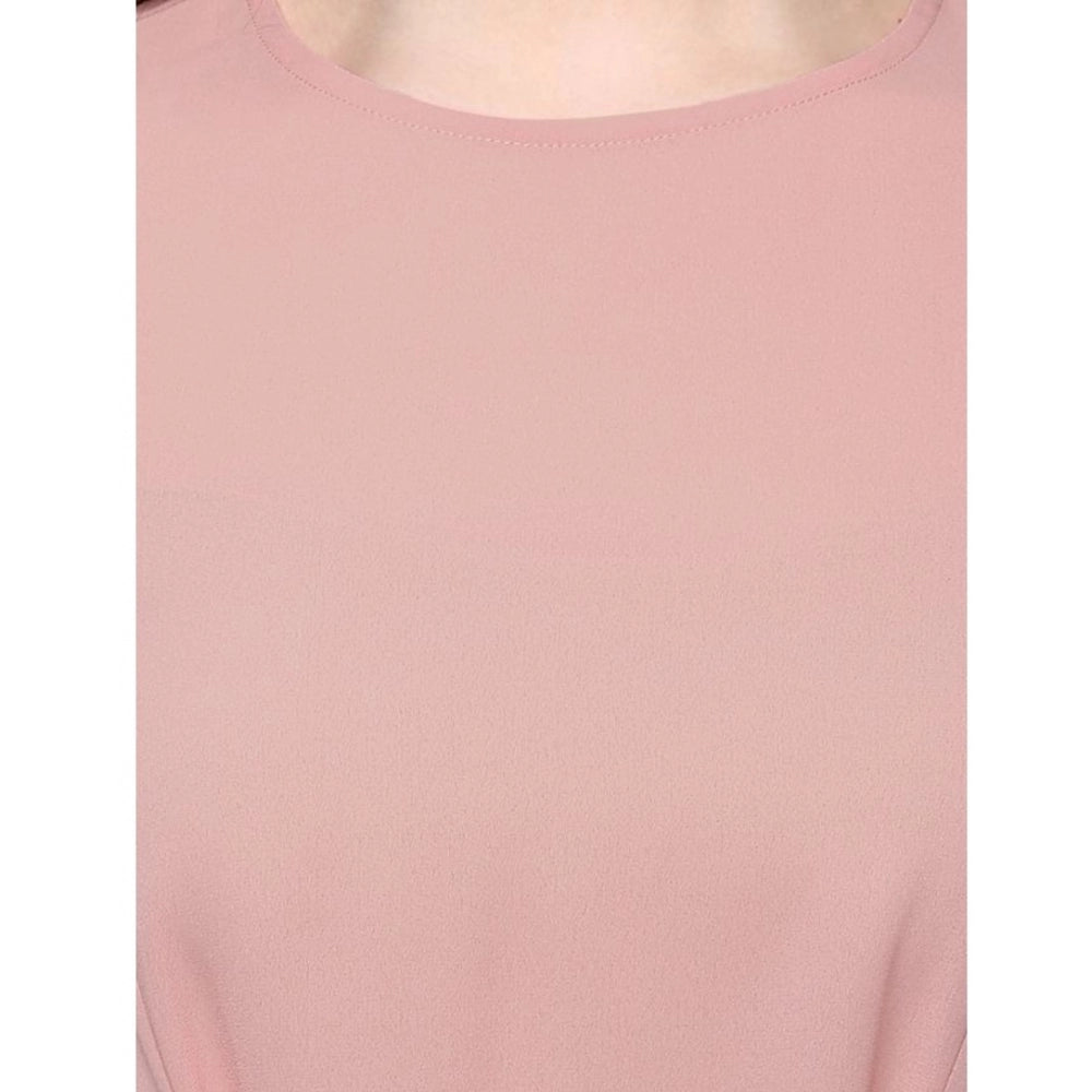 Snuggle Spot Women's Polyester Solid Long Sleeves Regular Top (Pink)