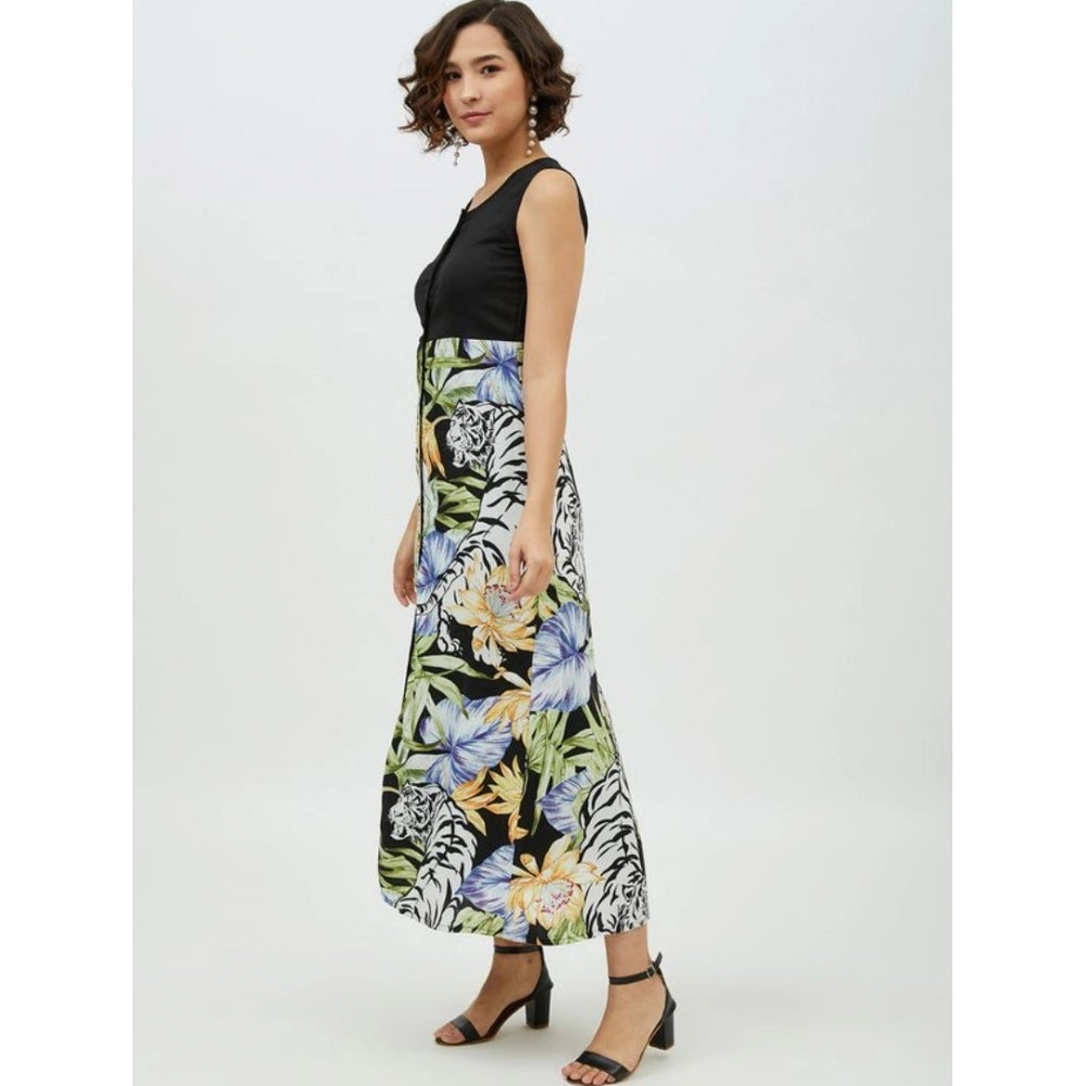 Snuggle Spot Women's Rayon Floral Sleeveless Calf-length Dress (Multicolor)