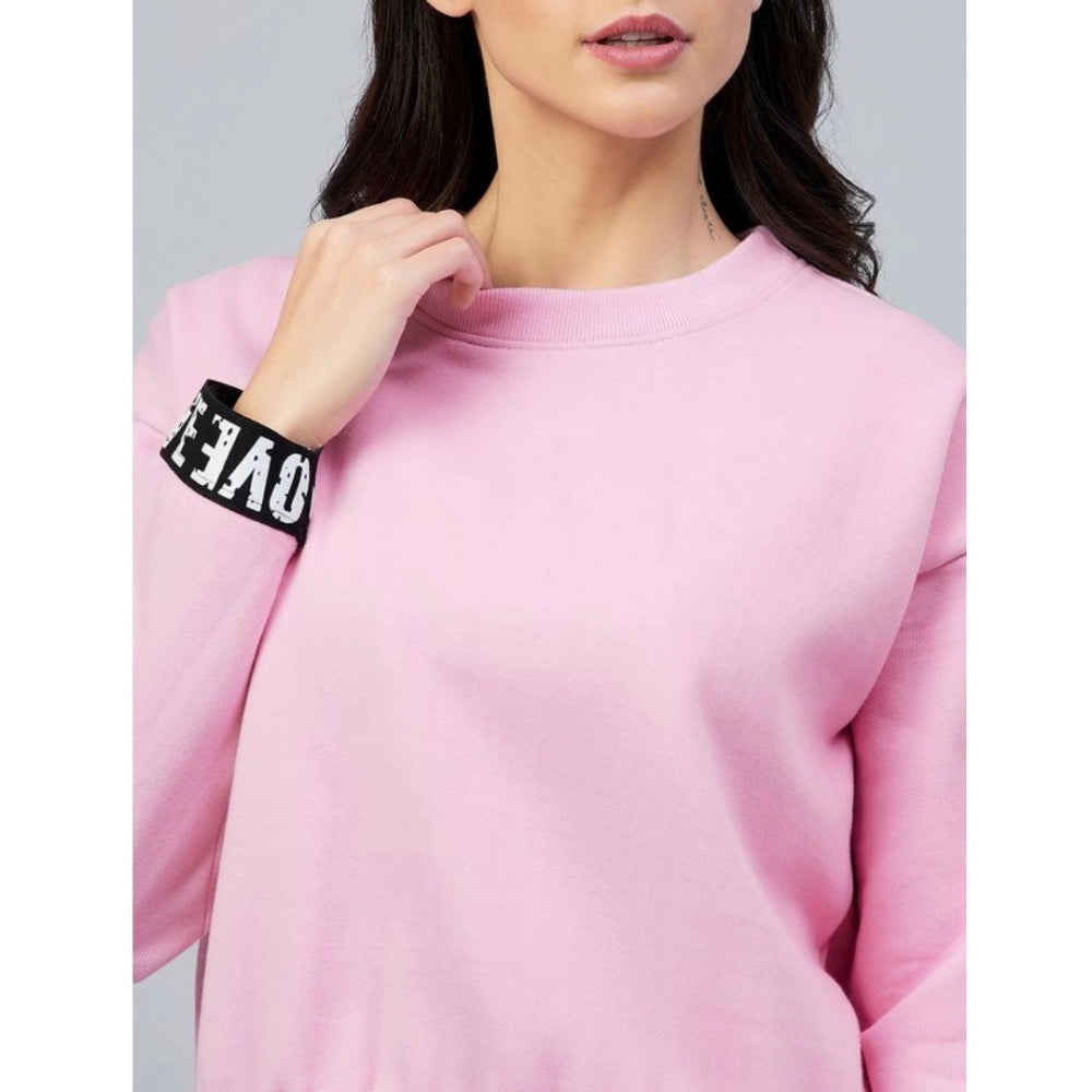 Snuggle Spot Women's Fleece Solid Long Sleeves Sweatshirt (Pink)