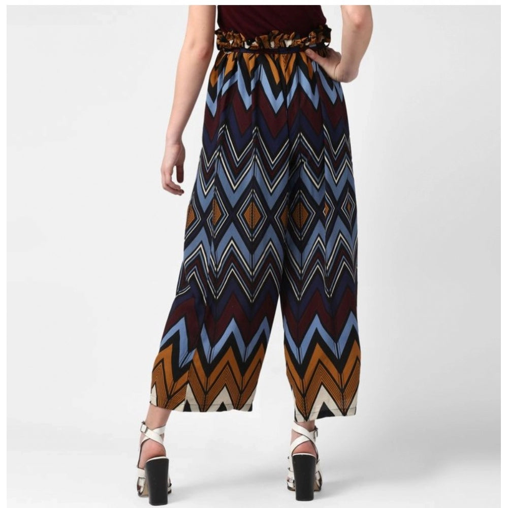 Snuggle Spot Women's Polyester Chevron Elasticated Trousers (Multicolor)
