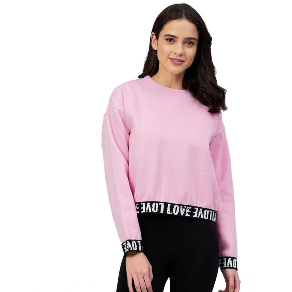 Snuggle Spot Women's Fleece Solid Long Sleeves Sweatshirt (Pink)