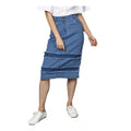 Snuggle Spot Women's Denim Washed Buttoned Skirt (Blue)