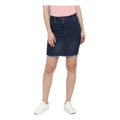 Snuggle Spot Women's Denim Stitching Pattern Buttoned Skirt (Blue)