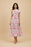 Snuggle Spot Women's Polyester Floral One Shoulder Calf-length Dress (Multicolor)