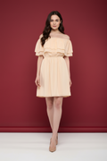 Snuggle Spot Women's Polyester Solid Sleeveless Knee-Length Dress (Beige)