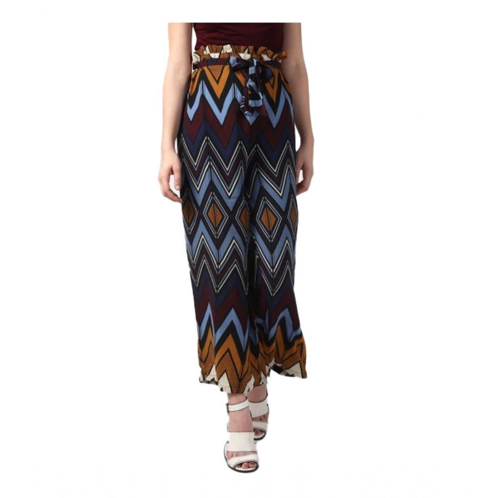 Snuggle Spot Women's Polyester Chevron Elasticated Trousers (Multicolor)