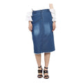 Snuggle Spot Women's Denim Washed Buttoned Skirt (Blue)