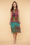 Snuggle Spot Women's Polyester Floral Sleeveless Below Knee Dress (Multicolor)