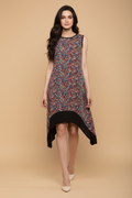 Snuggle Spot Women's Polyester Printed Sleeveless Knee-Length Dress (Multicolor)